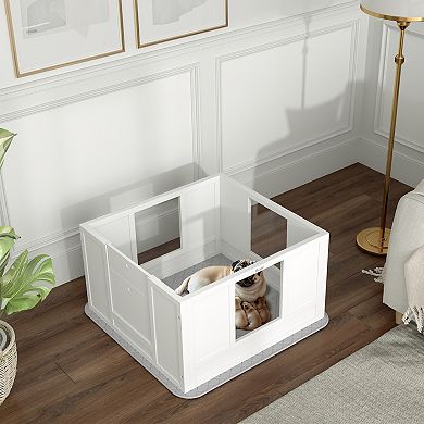 PawHut Whelping Box for Dogs with Whelping Pad, Adjustable Entrance