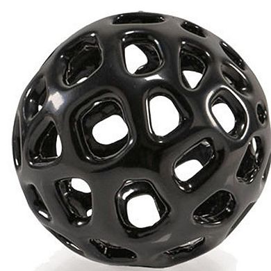 HomeRoots Set of Two Black Aluminum Hand Painted Decorative Orbs