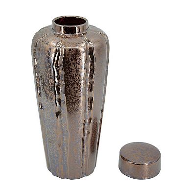 HomeRoots Set of Three Bronze And Silver Ceramic Urn Ginger Jars