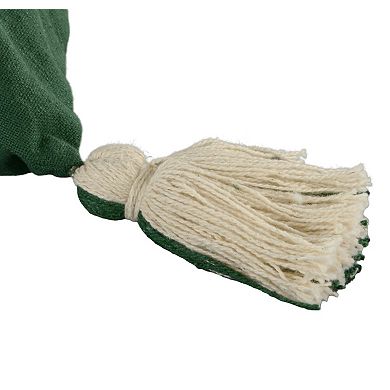 HomeRoots 18" Green And Ivory Cotton Christmas Tree Throw Pillow with Tassels