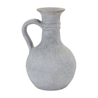 HomeRoots 9" Gray Resin Round Pitcher Vase