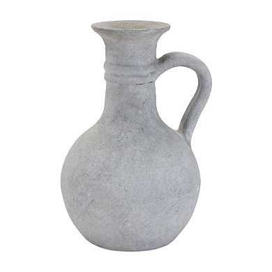 HomeRoots 9" Gray Resin Round Pitcher Vase