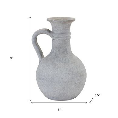 HomeRoots 9" Gray Resin Round Pitcher Vase