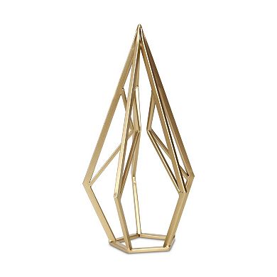 HomeRoots 14" Gold Metal Open Geometric Tabletop Sculpture