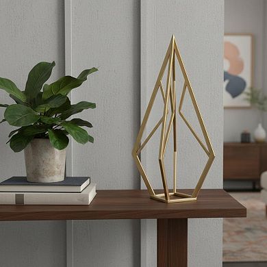 HomeRoots 14" Gold Metal Open Geometric Tabletop Sculpture