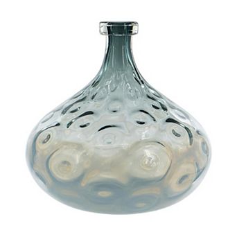 HomeRoots 13" Light Blue Hammered Glass Table Vase