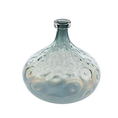 HomeRoots 13" Light Blue Hammered Glass Table Vase