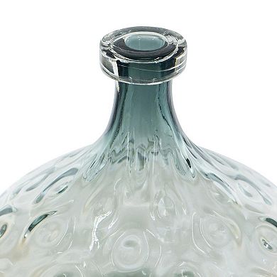 HomeRoots 13" Light Blue Hammered Glass Table Vase