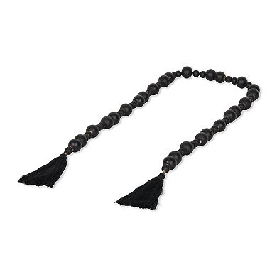 HomeRoots 42" Black Wood Hand Painted Decorative Tassel
