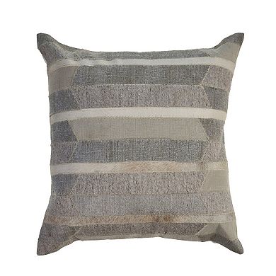 HomeRoots 20" X 20" Gray Chevron Wool Blend Zippered Down Pillow