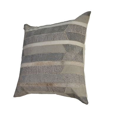 HomeRoots 20" X 20" Gray Chevron Wool Blend Zippered Down Pillow