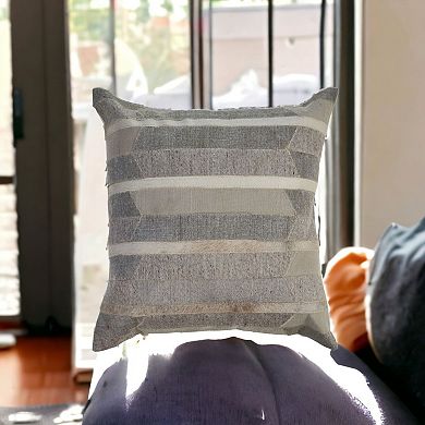 HomeRoots 20" X 20" Gray Chevron Wool Blend Zippered Down Pillow