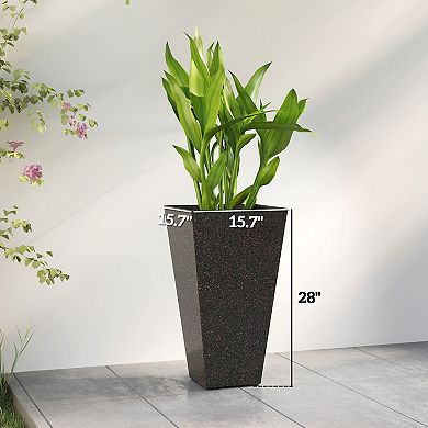 Outsunny 28inch Tall Planters, Set of 3 Tapered Outdoor Planters