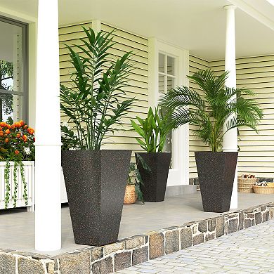 Outsunny 28inch Tall Planters, Set of 3 Tapered Outdoor Planters