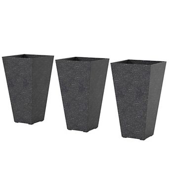 Outsunny 28" Tall Planters, Set of 3 Tapered Outdoor Planters,