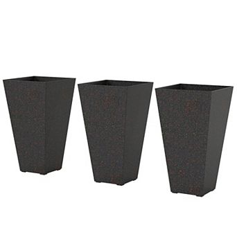 Outsunny 28" Tall Planters, Set of 3 Tapered Outdoor Planters,