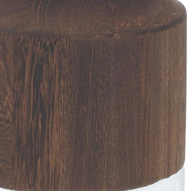 HomeRoots 9" Brown And Clear Glass Round Table Vase With Wood