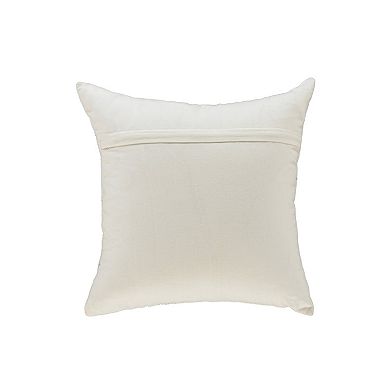 HomeRoots 18" White And Green Cotton Merry Christmas Throw Pillow With Embroidery