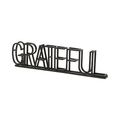 HomeRoots 17" Black Metal Grateful Tabletop Sign