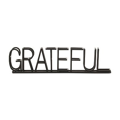 HomeRoots 17" Black Metal Grateful Tabletop Sign