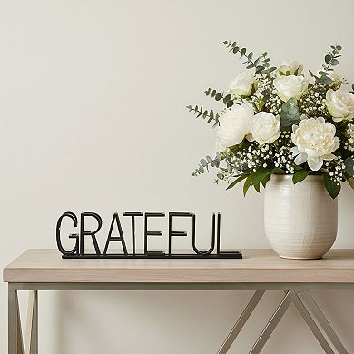 HomeRoots 17" Black Metal Grateful Tabletop Sign