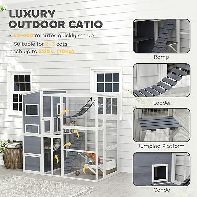 PawHut Large Catio Outdoor Cat Enclosure for 2-3 Cats 76inch x 36" x 68"