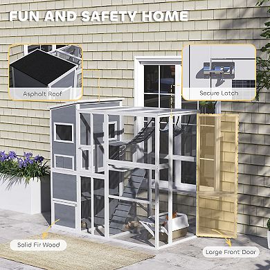 PawHut Large Catio Outdoor Cat Enclosure for 2-3 Cats 76inch x 36" x 68"