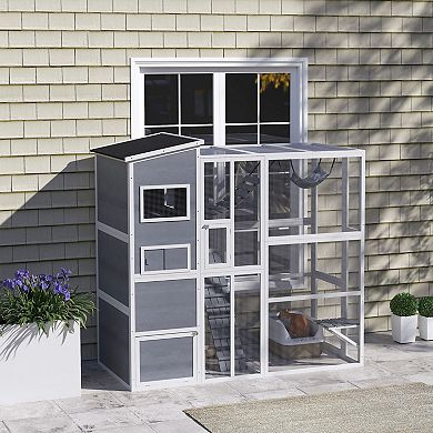 PawHut Large Catio Outdoor Cat Enclosure for 2-3 Cats 76inch x 36" x 68"