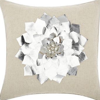HomeRoots 16" Silver Christmas Throw Pillow