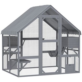 PawHut Large Catio Outdoor Cat Enclosure with Waterproof Cover