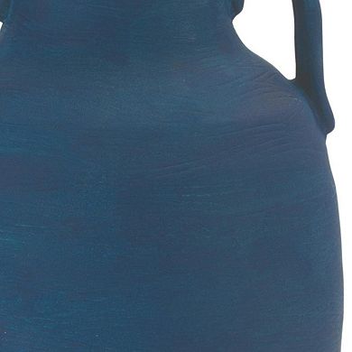HomeRoots 11" Blue And Terra Cotta Ceramic Urn Vase