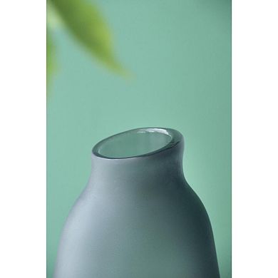 HomeRoots 17" Charcoal And Orange Ombre Glass Table Vase