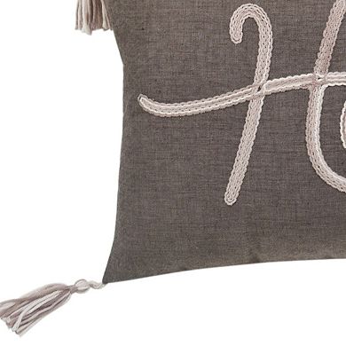 HomeRoots 13" X 20" Gray and White Home Throw Pillow with Tassels