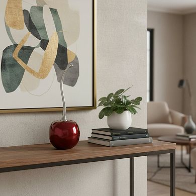 HomeRoots 14" Red And Silver Aluminum Cherry Tabletop Sculpture