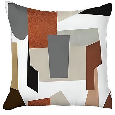 HomeRoots Set of Four 18" Ivory Gray And Orange Abstract Fabric Throw Pillows