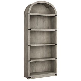 71.65" Tall 5 tier Wooden Arched Bookcase Cabinet Bookshelf, Display Storage Rack for Home Office