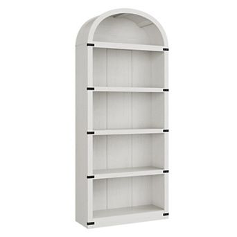 71.65" Tall 5 tier Wooden Arched Bookcase Cabinet Bookshelf, Display Storage Rack for Home Office