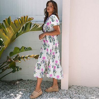 Floral Puff Sleeve Maxi Dress