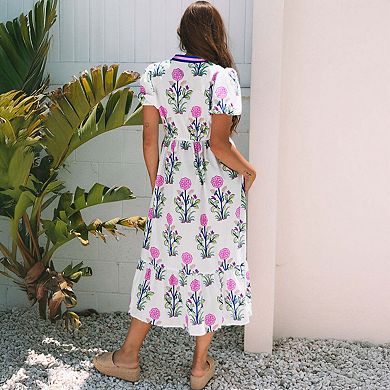 Floral Puff Sleeve Maxi Dress