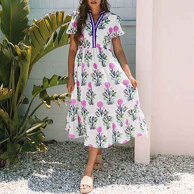 Floral Puff Sleeve Maxi Dress