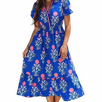 Floral Puff Sleeve Maxi Dress
