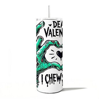 Zombie Valentine Hands I Chews You Tumbler WithStainless Steel Straw, Funny Travel Mug Gift