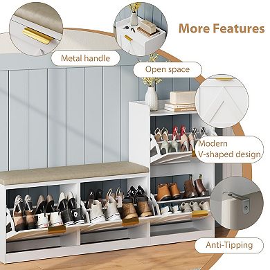 Shoe Cabinet, Freestanding Shoe Rack Bench, Shoe Storage Rack, Suitable for Foyer and Hallway