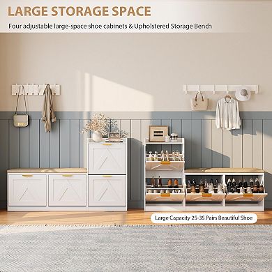 Shoe Cabinet, Freestanding Shoe Rack Bench, Shoe Storage Rack, Suitable for Foyer and Hallway
