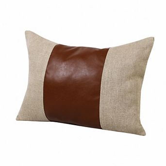 HomeRoots 14" X 20" Tan And Brown Linen Striped Zippered Pillow