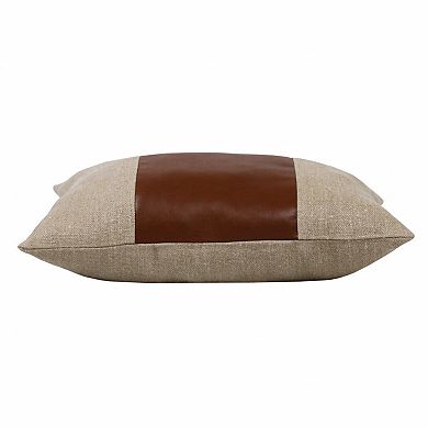 HomeRoots 14" X 20" Tan And Brown Linen Striped Zippered Pillow
