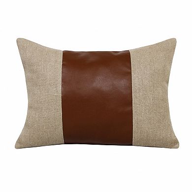 HomeRoots 14" X 20" Tan And Brown Linen Striped Zippered Pillow
