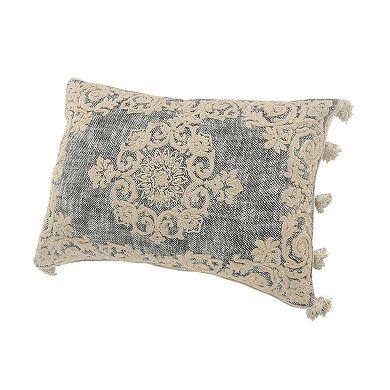 HomeRoots 14" X 20" Gray And Ivory 100% Cotton Abstract Zippered Pillow