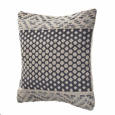 HomeRoots 20" X 20" Denim Blue And Ivory 100% Cotton Chevron Zippered Pillow