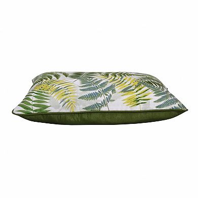 HomeRoots 14" X 20" Forest Green And Yellow Polyester Floral Zippered Pillow